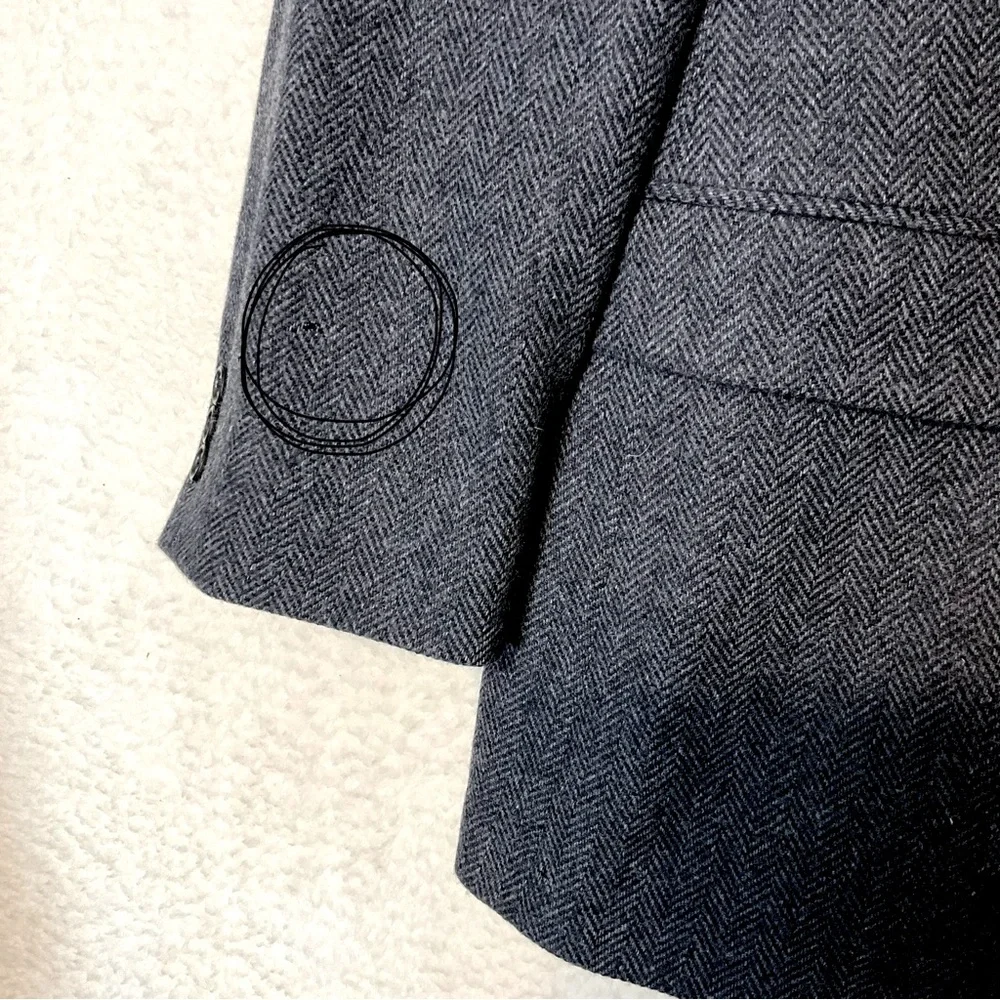 TOWNCRAFT Mens Herringbone Wool Jacket Blazer Lined Pockets Still Closed Dk Blue